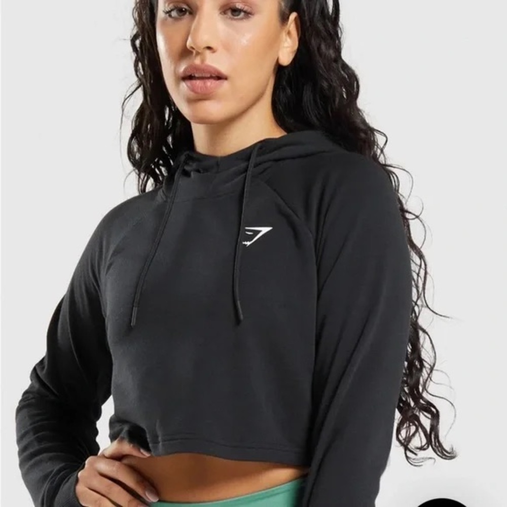 Gymshark Black Cropped Hoodie S
